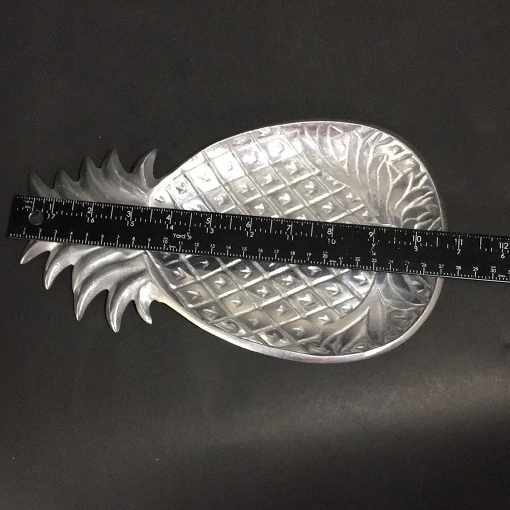 Silver Colored Aluminum Pineapple Trinket Serving Tray Dish Made in India